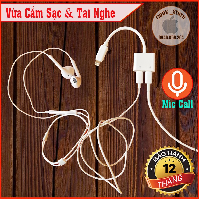 Jack Chuyển Đổi 2 trong 1 Cổng Sạc & Cổng Tai Nghe Cao Cấp Bh - 12 Tháng - jack Chuyển Đổi iphone Cho