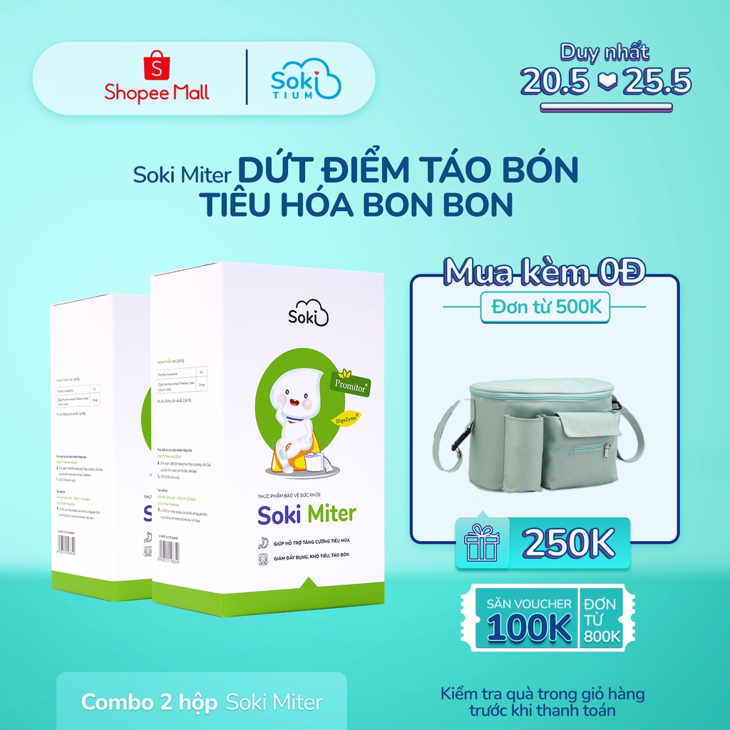 COMBO 2 HỘP SOKI MITER - DỨT ĐIỂM TÁO BÓN, TIÊU HÓA BON BON [CHÍNH HÃNG]