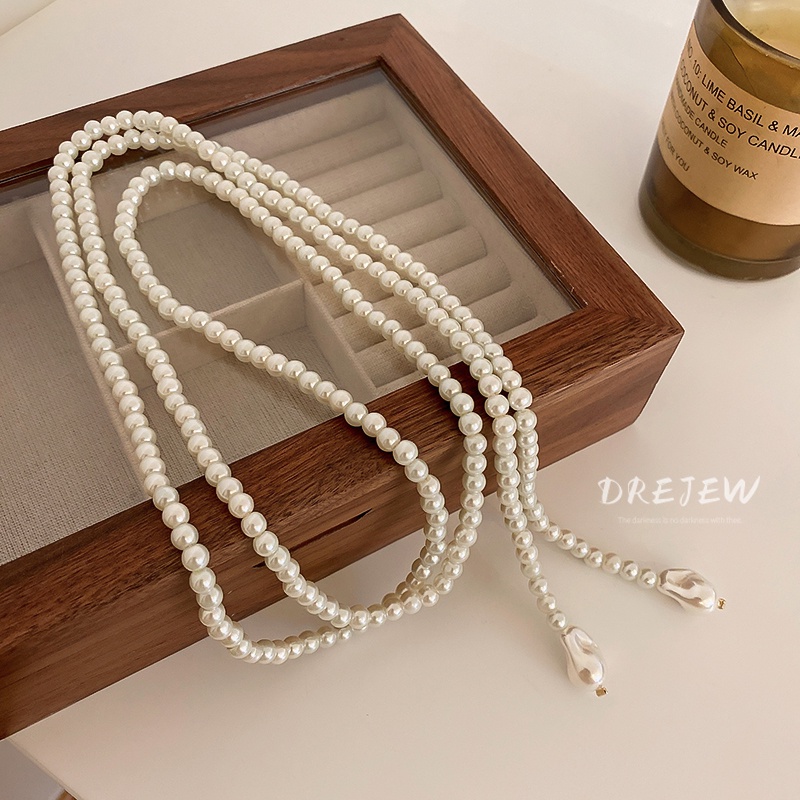 DREJEW Dây Chuyền Dáng Dài Đính Ngọc Trai Phong Cách Hàn Quốc Cho Nữ