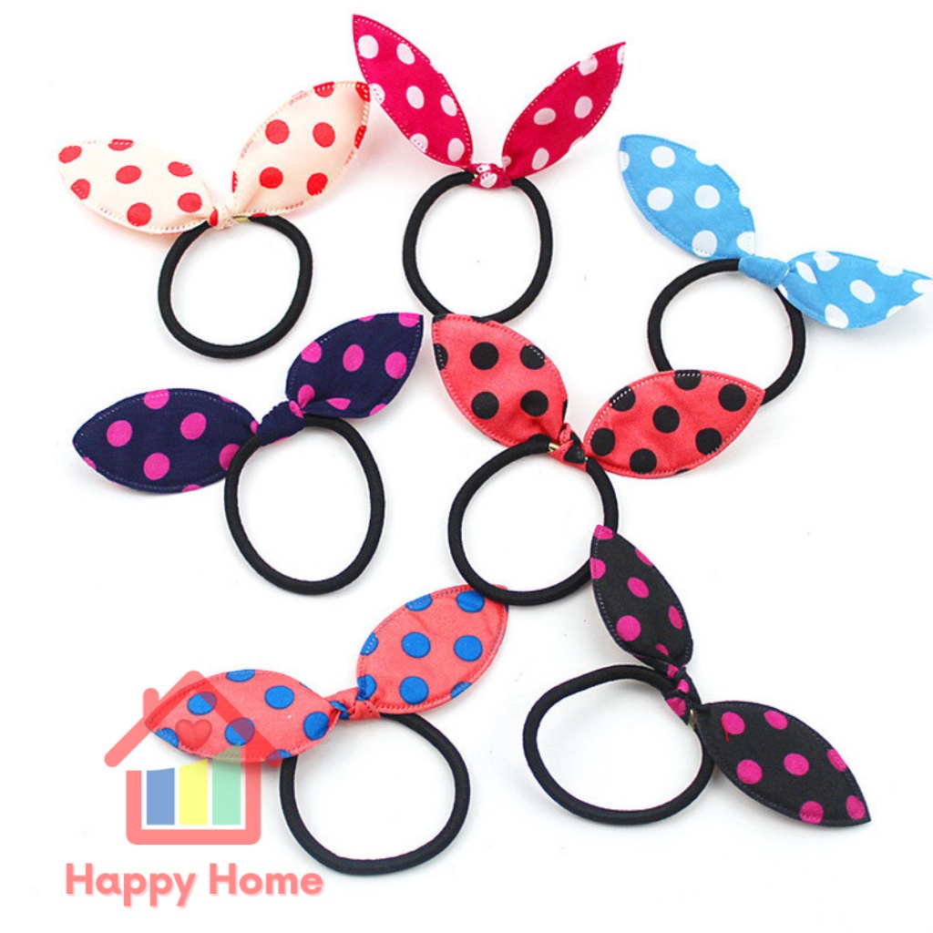 Dây buộc tóc tai thỏ co giãn đáng yêu cho bé gái màu sắc ngẫu nhiên Happy Home
