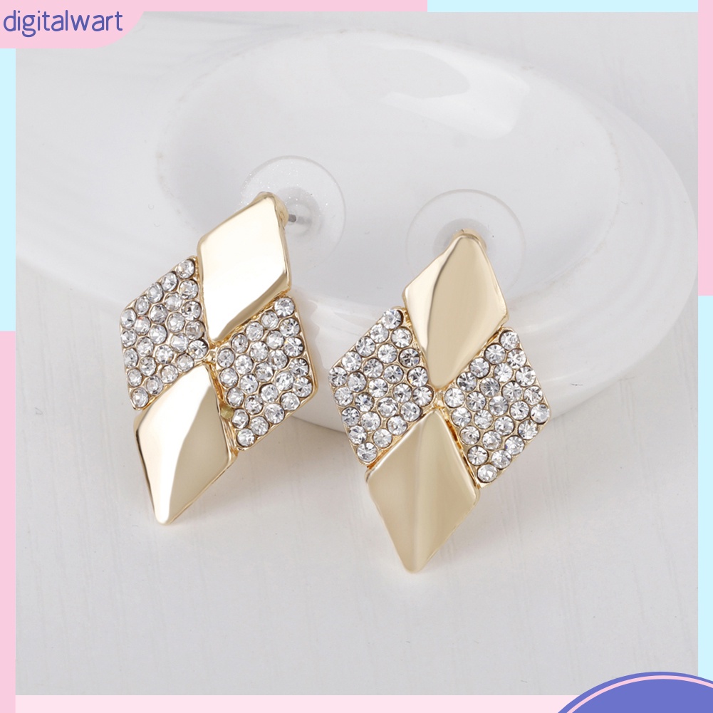 Bộ trang sức mạ vàng KC đính kim cương nhân tạo hình thoi dành cho nữ