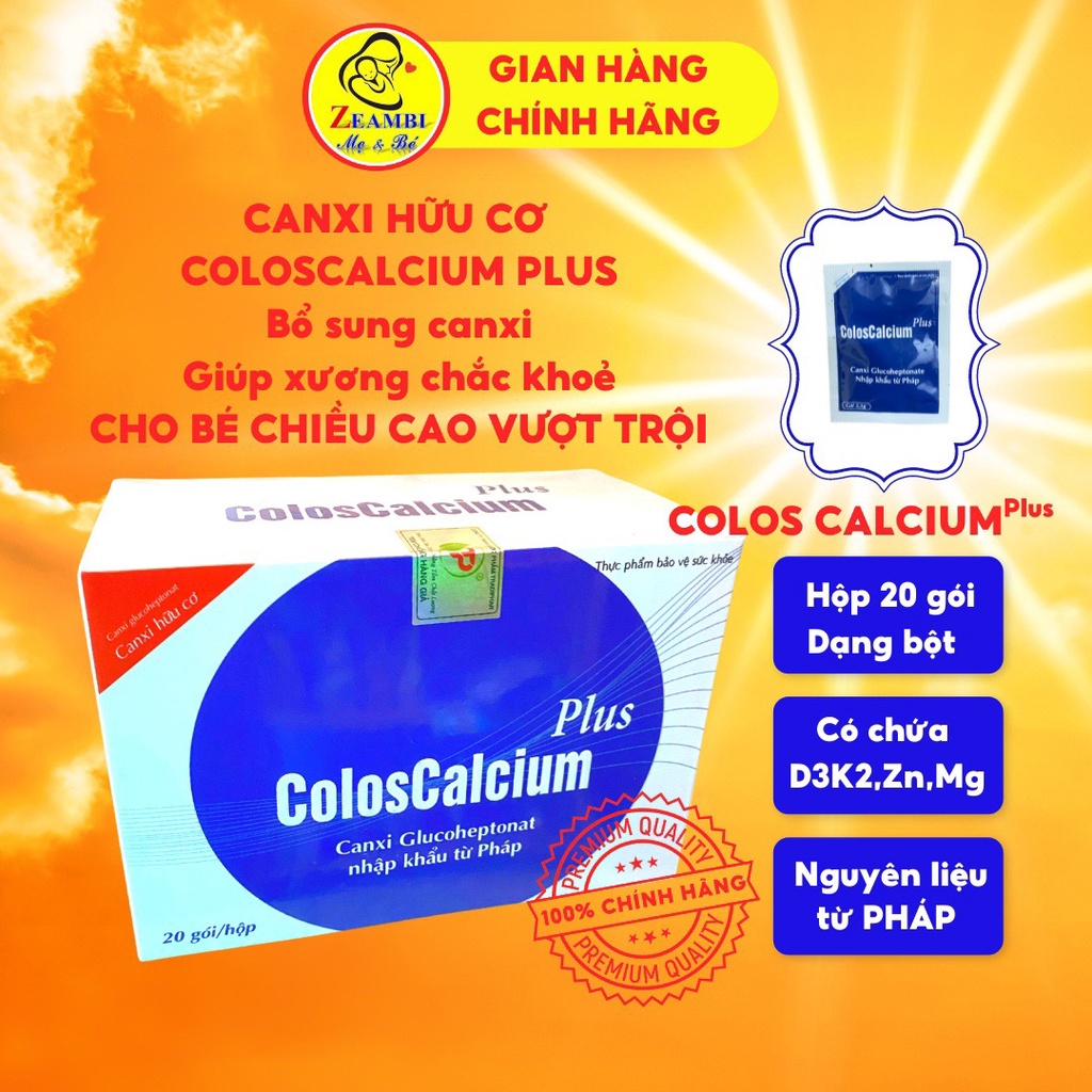 Canxi Hữu Cơ Coloscalcium Plus Có D3K2 Cho Trẻ Từ 6 Tháng - Tăng Chiều Cao, Giúp Xương Chắc Khỏe( 20 Gói )