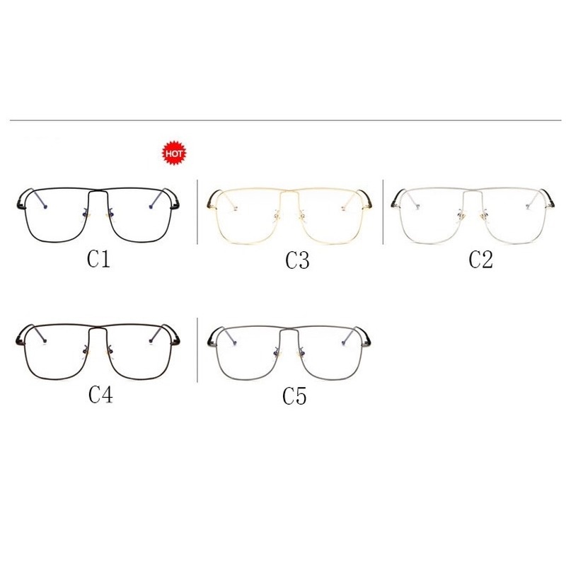 Kính mát gọng vuông cỡ lớn làm bằng kim loại phong cách thời trang Hàn Quốc dành cho nam/ nữ