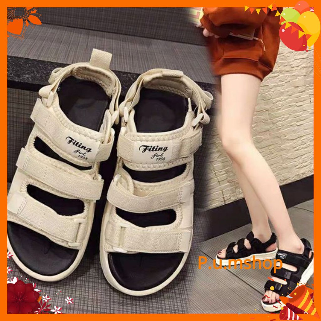 Sandal Nữ Đi Học Unisex Nam Nữ Đế Êm 3 Quai Fitting