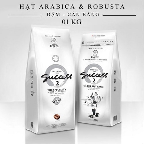 [Pha Máy] Combo 2 Bịch Cà phê Hạt Mộc Legend Success 2 - Trung Nguyên Legend - Arabica, Robusta (Gói 1 kg)