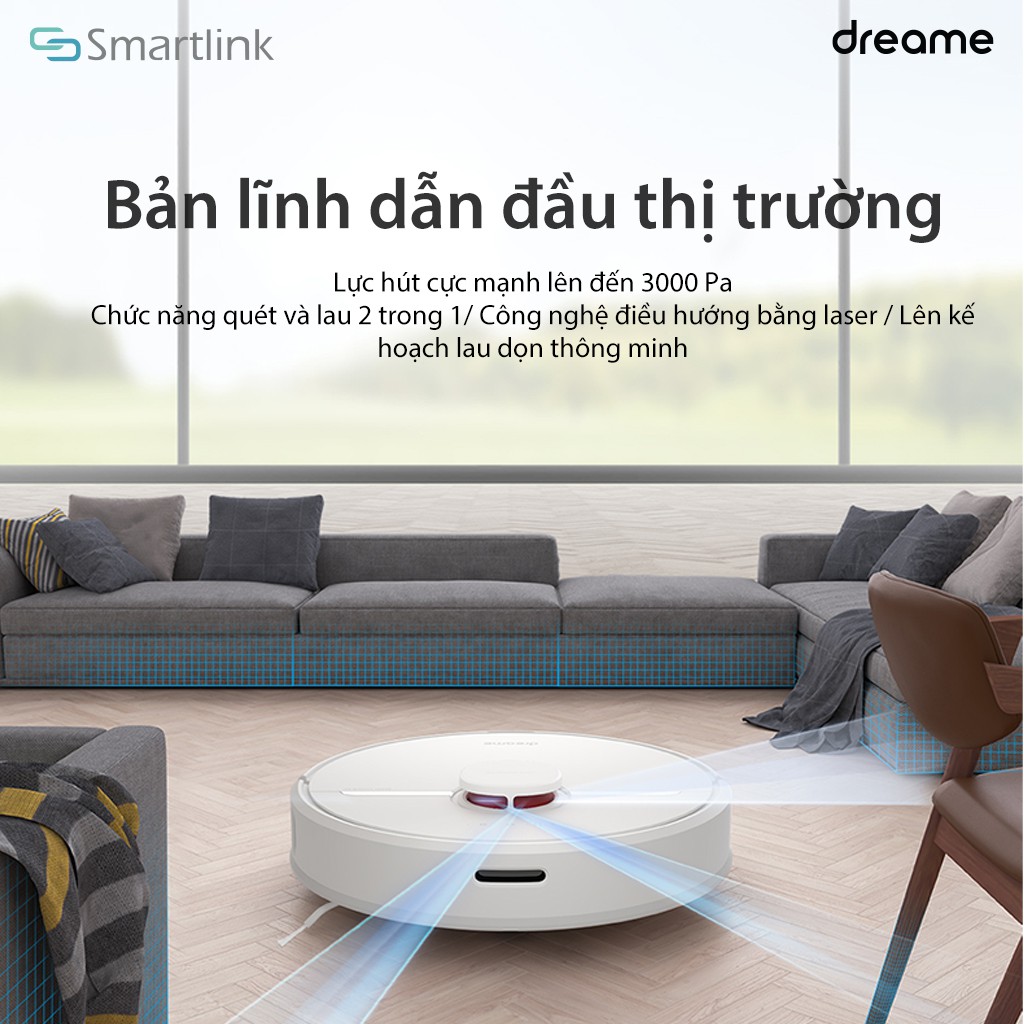 Robot hút bụi, lau sàn thông minh Dreame D9 - Lực Hút 3000 PA - Bản quốc tế chính hãng