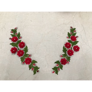 2 bông hoa chỉ thêu 3d 5 hoa đính hạt- 2 bông/túi