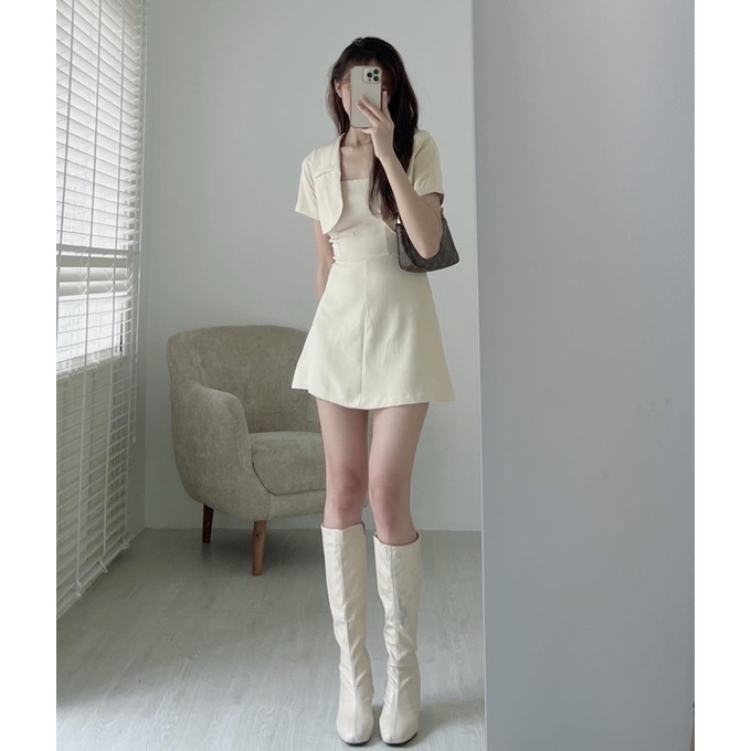 Váy 2 dây dáng ôm kèm vest cộc tay hàng chuẩn L1 - Cuastore.vn