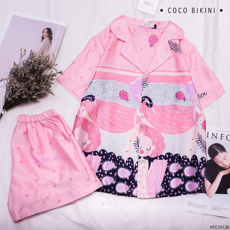 𝑪𝑶𝑪𝑶 𝑩𝑰𝑲𝑰𝑵𝑰 Bộ Đồ Ngủ - Đồ Mặc Nhà Lụa Satin ( HCC10126 ) | BigBuy360 - bigbuy360.vn