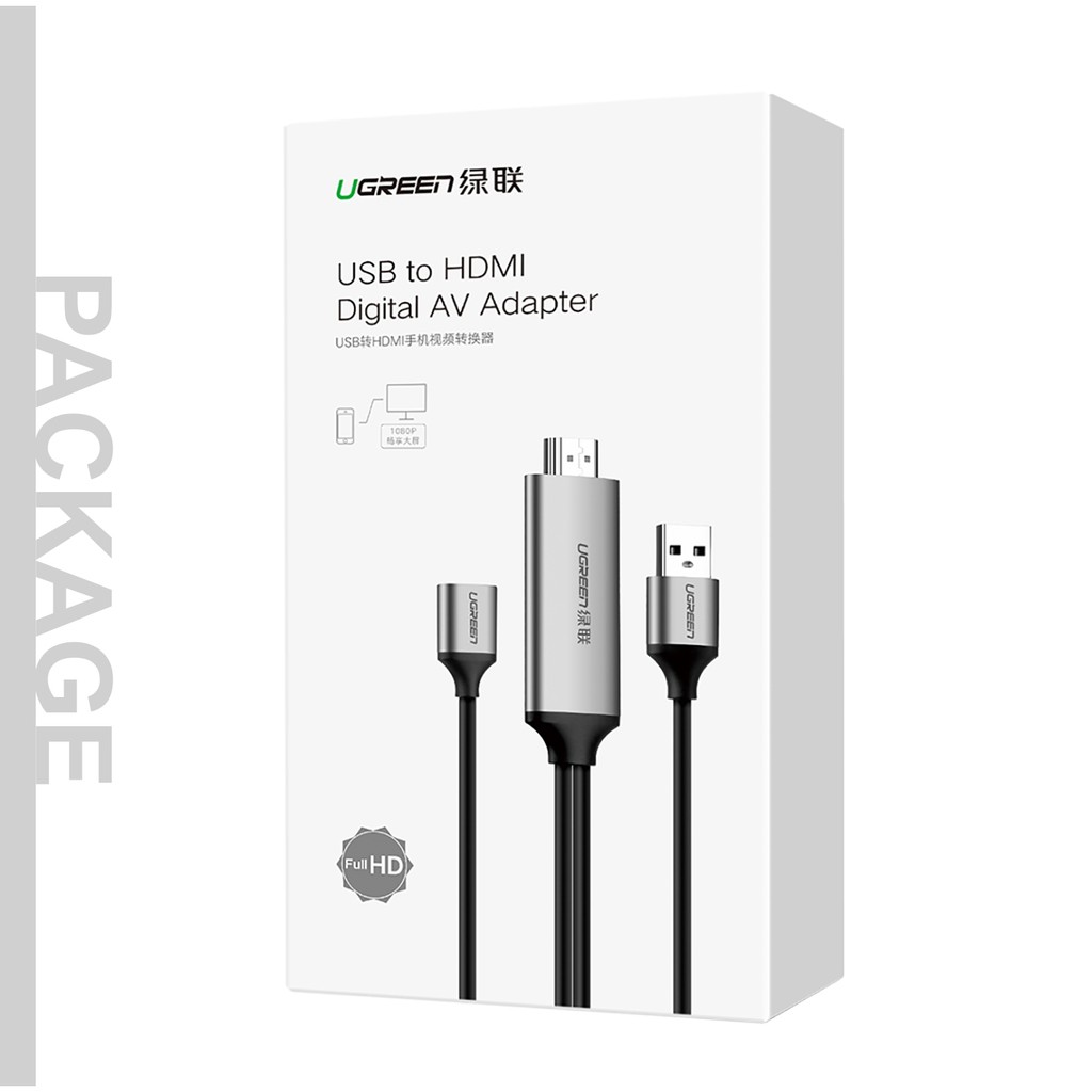 Dây Cáp USB 2.0 ra HDMI Kết Nối Điện Thoại Với Tivi , Máy Chiếu Full HD UGREEN 50291