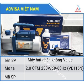 Máy Hút Chân Không Hãng VALUE Model: VE115N (2.0 CFM)-HÀNG CHẤT LƯỢNG CAO