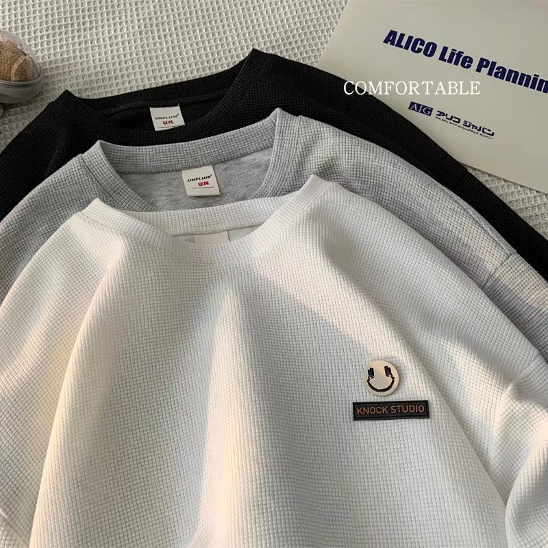Áo Thun nam cổ tròn dáng rộng  chất tổ Ong co dãn cáo cấp, áo phông unisex có logo mặt cười  Vati