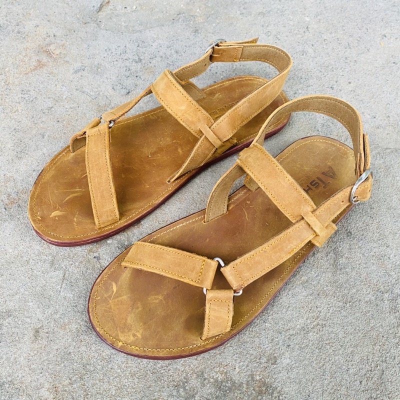 Dép Nam Nữ Da Bò Thật Dép Quai Hậu Unisex Đẹp Nhất Trẻ Trung Năng Động Phù Hợp Đi Chơi Đi Học Atshoes LDAT005(Vàng)