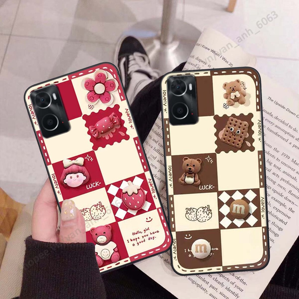 Ốp lưng Oppo A76 hình 3D gấu, kẹo dễ thương cute