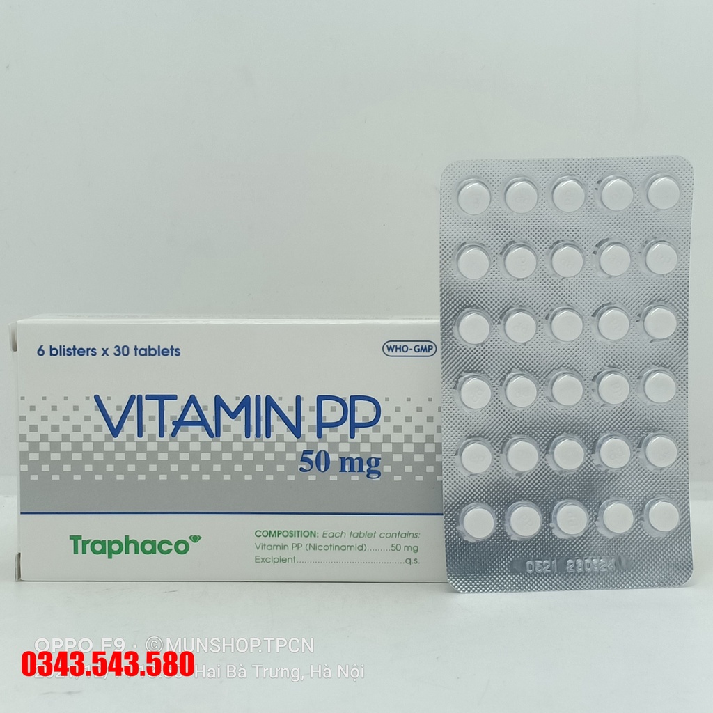 VITAMIN PP 50mg Traphaco hộp 6 vỉ x 30 viên
