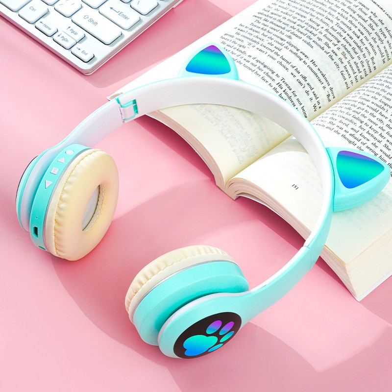 Tai nghe chụp tai mèo bluetooth không dây headphone nghe nhạc điện thoại dùng được cho cả laptop pc máy tính
