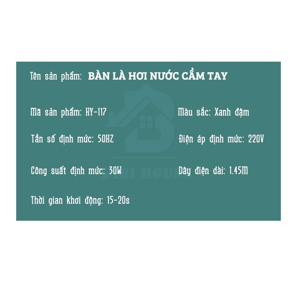 Bàn là hơi nước cầm tay mini , máy ủi hơi nước cầm tay công suất 33W MILOHOUSE 202