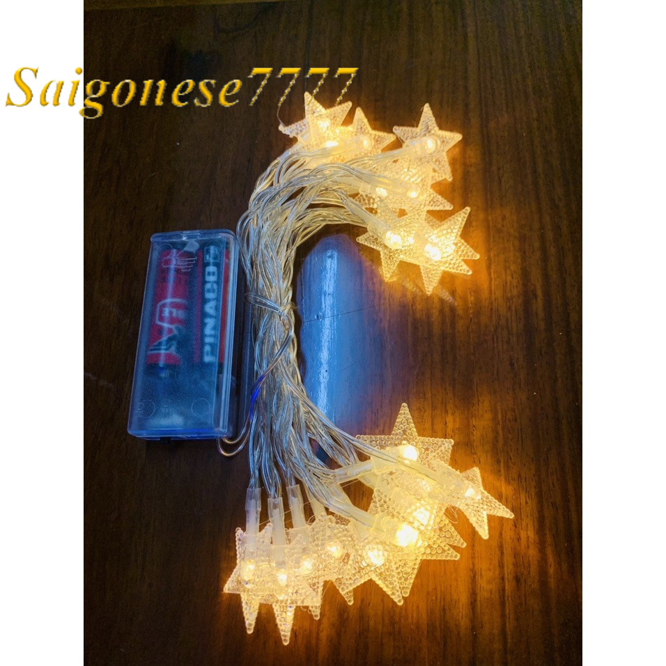 Combo Khung Hình Lưới Sắt+ Đèn Led Xài Pin Dài 3M 20 Bóng Đèn Ngôi Sao Kẹp Hình Nghệ Thuật Trang Trí Decor