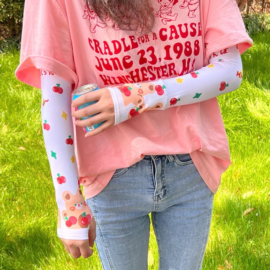 Găng Cánh Tay Chống Nắng Họa Tiết Hoạt Hình Cho Nữ