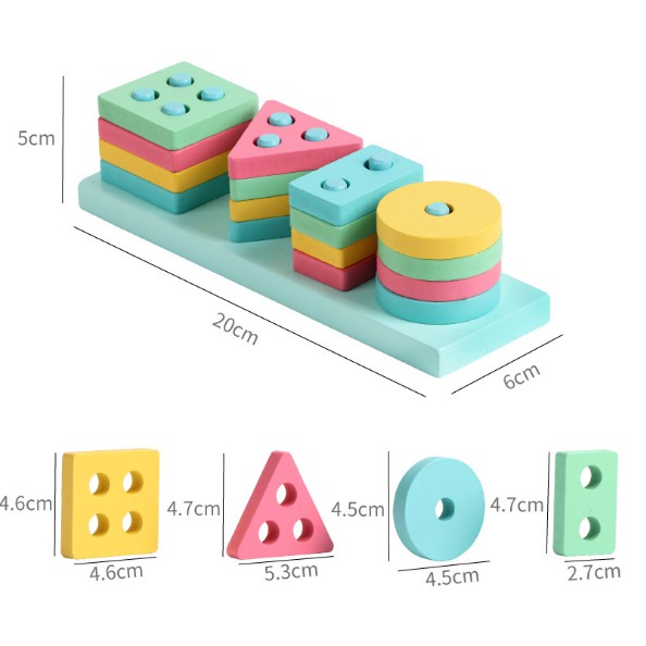 Đồ chơi thả hình 4 trụ bằng gỗ - mẫu mới cho bé