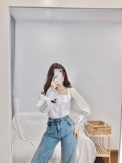 Áo tơ  tay nơ ulzzang