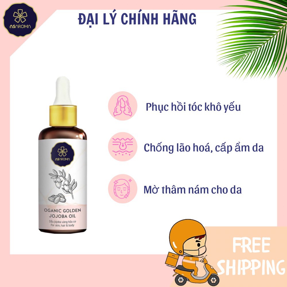 Dầu Jojoba Dưỡng Ẩm Da Khô Asaroma-Giảm Mụn Đầu Đen-Tẩy Trang Như Nước Hoa Hồng- 30ml