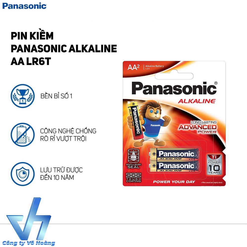 2 pin AA Alkaline Panasonic LR6T - Pin kiềm, pin tiểu chống chảy, dung lượng lớn