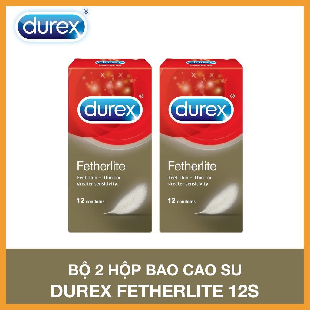 [ HÀNG CHÍNH HÃNG] Bộ 2 hộp bao cao su Durex Fetherlite 12 bao (12 cái/hộp, size 52,5mm)