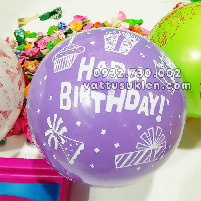 Bong bóng in chữ Happy Birthday bịch 20-50-100 cái đủ màu