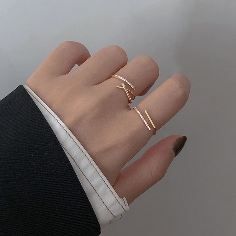 s925 sterling bạc nữ nhẫn đeo chéo có thể điều chỉnh kiểu mở ngách thiết kế thời trang cá tính xu hướng ngón trỏ