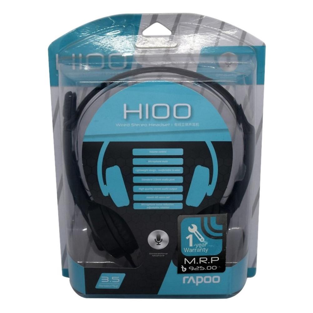 Tai nghe Rapoo H100 chụp tai có dây On-ear - Wired Stereo (Jack 3.5 laptop và jack av cho Pc) - Hàng chính hãng