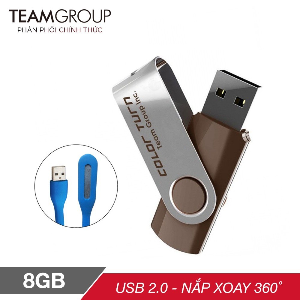 USB 2.0 Team Group E902 8GB Taiwan INC nắp xoay 360 tặng đèn LED USB- Hãng phân phối chính thức