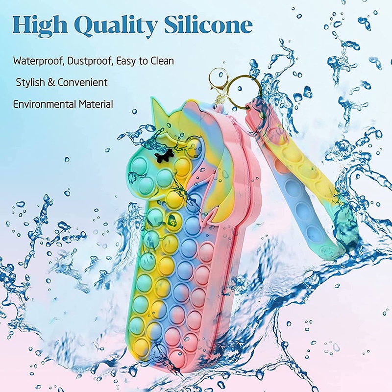 Túi đựng bút thiết kế đồ chơi nhấn bóng khí silicone gọn gàng đi học làm quà tặng cho trẻ em