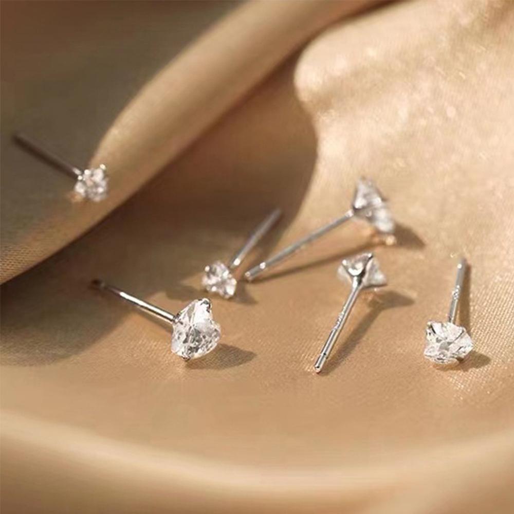 LOMBARD Bông Tai Mạ Bạc 999 Hình Trái Tim Đơn Giản Cho Nữ