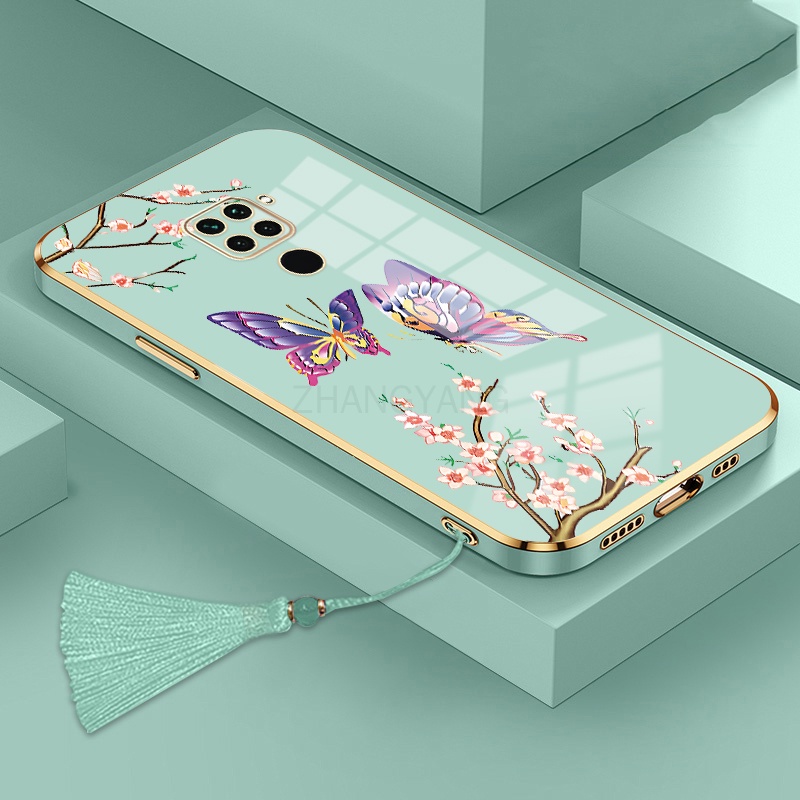 Ốp lưng Redmi note 9 Ốp Điện Thoại Silicon Họa Tiết Bươm Bướm Kèm Dây Đeo Cho Redmi note 9