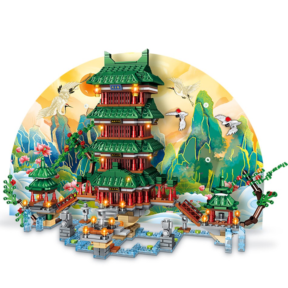 Đồ Chơi Lắp Ráp Mô Hình Tòa Tháp / Pavilion Of Prince Teng Màu Vàng Cho Trẻ Em