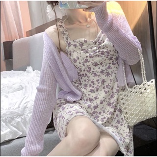 Set váy và áo len màu tím mộng mơ hot trend (có sẵn )
