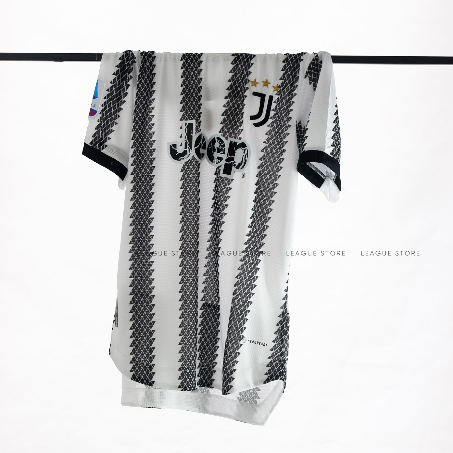 Bộ quần áo thể thao nam Juventus 22/23 sân nhà - set quần áo đá bóng nam nữ màu trắng đen ngắn tay form âu Leaguestore