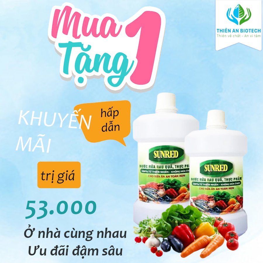 NƯỚC RỬA RAU CỦ QUẢ -THỰC PHẨM TƯƠI SỐNG  SUNRED 500ml