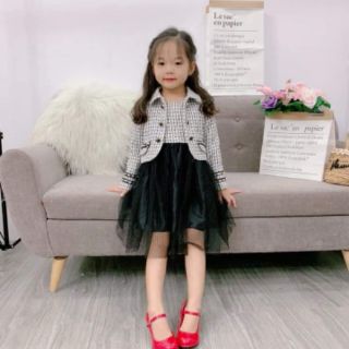 Set váy dạ chân ren cho bé gái