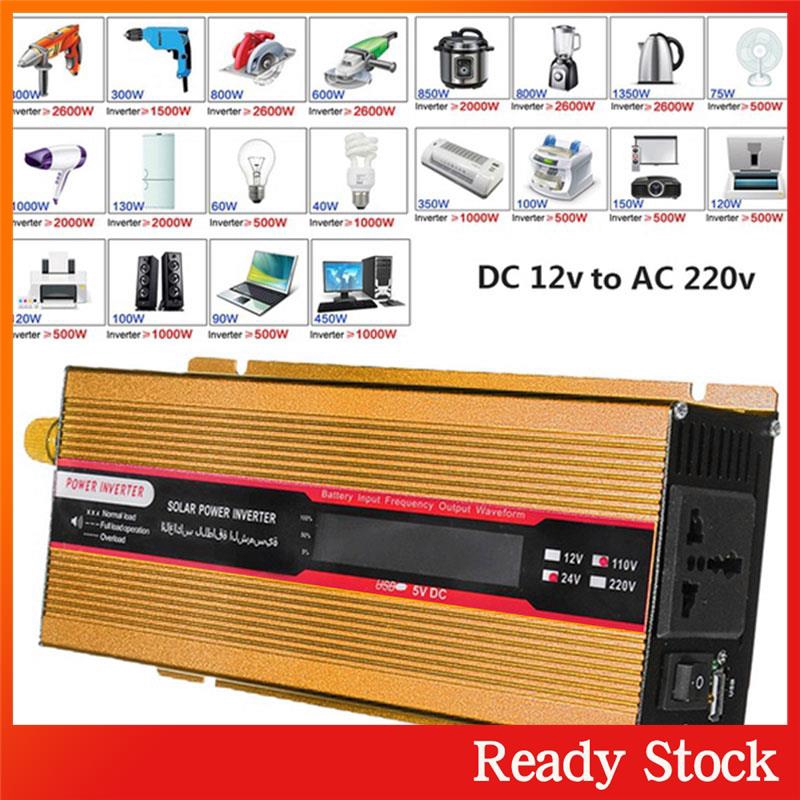 Ready Stock Solar Power Inverter Auto Inverter 2000W Peak Modified Sine Wave LED Portable