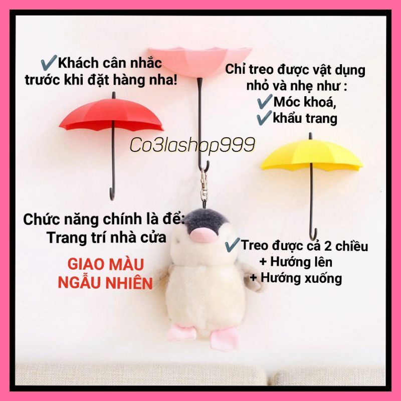 Móc dán hình ô dù  treo phụ kiện, đồ dùng dán tường GẠCH MEN ngộ nghĩnh(1 CÁI)