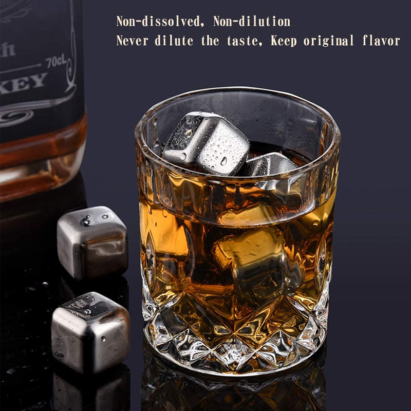 JOSMOMO Đá viên bằng thép không gỉ 304 dùng trong rượu whisky, rượu kem bền và có thể tái sử dụng, có thể giữ lạnh đồ uống của bạn trong thời gian dài, đá whisky cấp thực phẩm dùng trong quầy bar nhà bếp