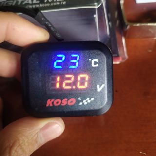 Đồng hồ đo vôn bình koso, nhiệt độ tích hợp cổng sạc điện thoại 3 in 1