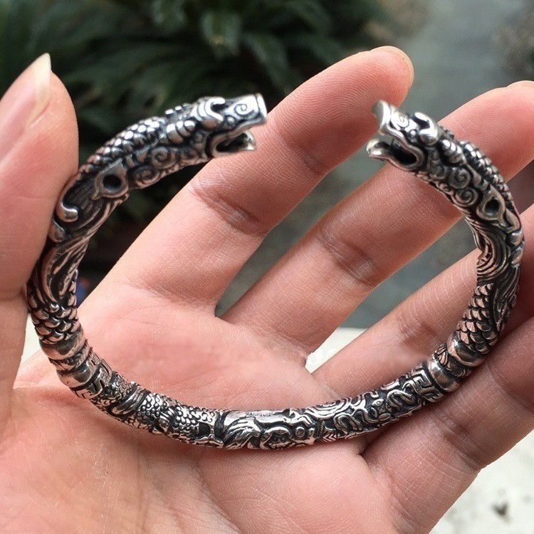 Vòng Tay Kim Loại Cổ Điển Đôi Rồng Cổ Điển Của Nam và Nữ