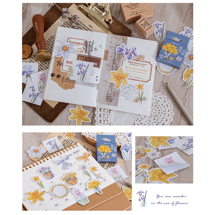 Hộp 46 hình dán chủ đề Boutique Series trang trí bullet journal