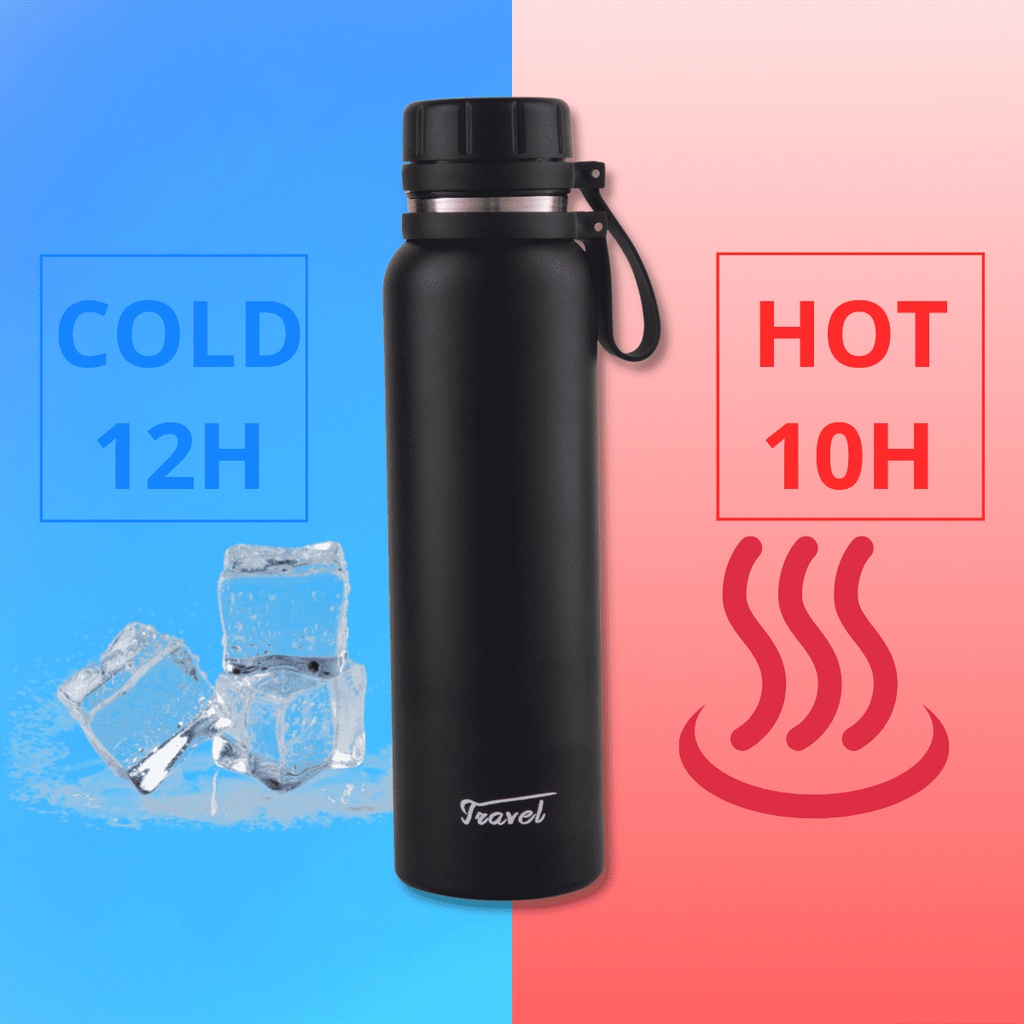 Bình nước giữ nhiệt TRAVEL 850ML giữ nóng lạnh lên đến 12H theo yêu cầu-5 màu