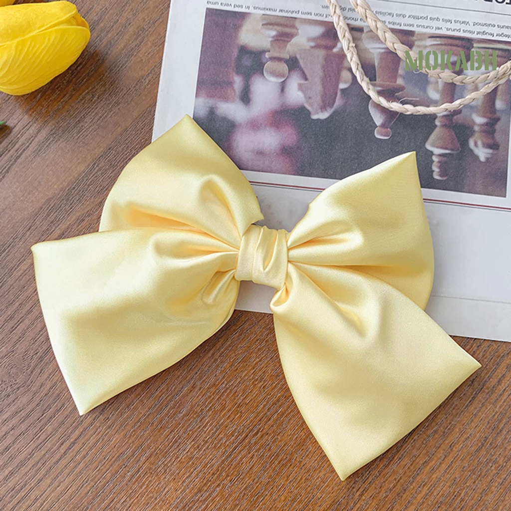 Kẹp Tóc Nơ Satin Trơn Màu Xinh Xắn Dành Cho Nữ