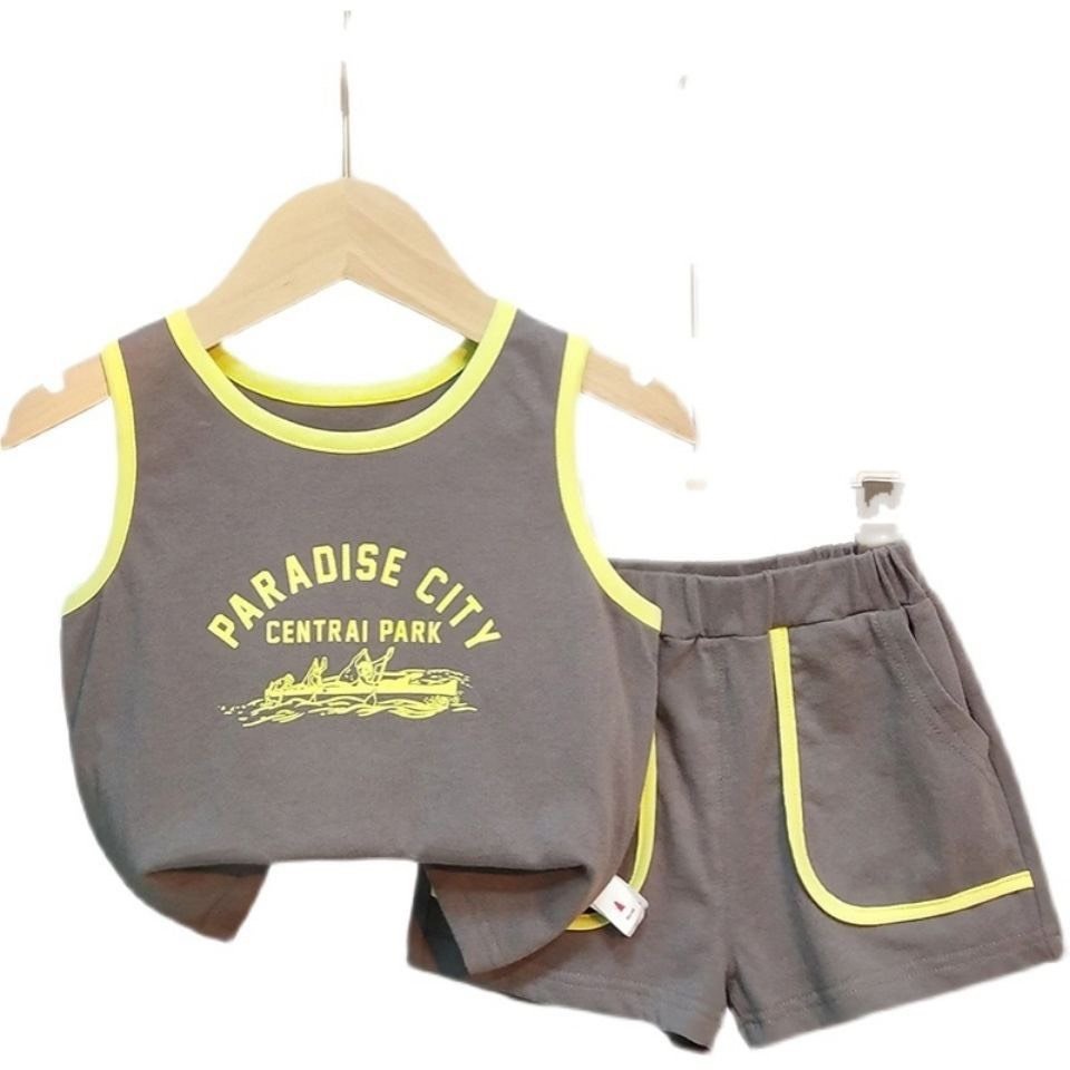 Bộ sát nách bé trai bé gái, Bộ ba lỗ cho bé Para city chất cotton cho bé diện hè