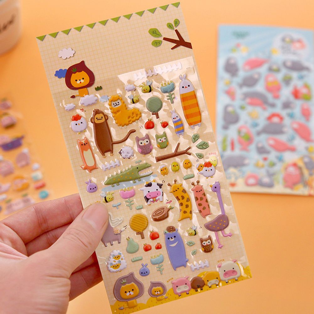 Decor Scrapbooking Kid Cute Zoo 3d Animals Puffy Stickers